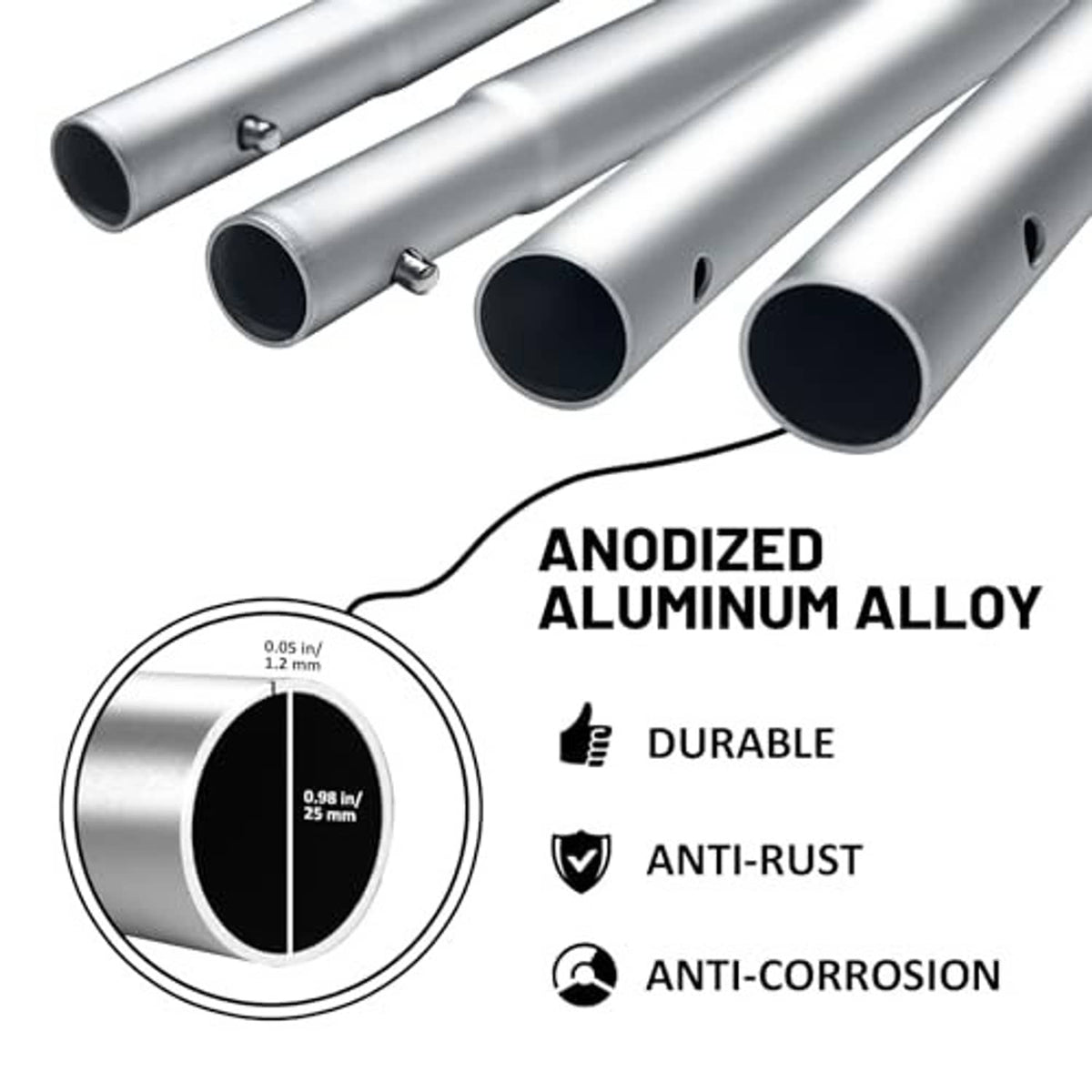 Anodized aluminum alloy flag pole tubes with anti-rust and anti-corrosion coating