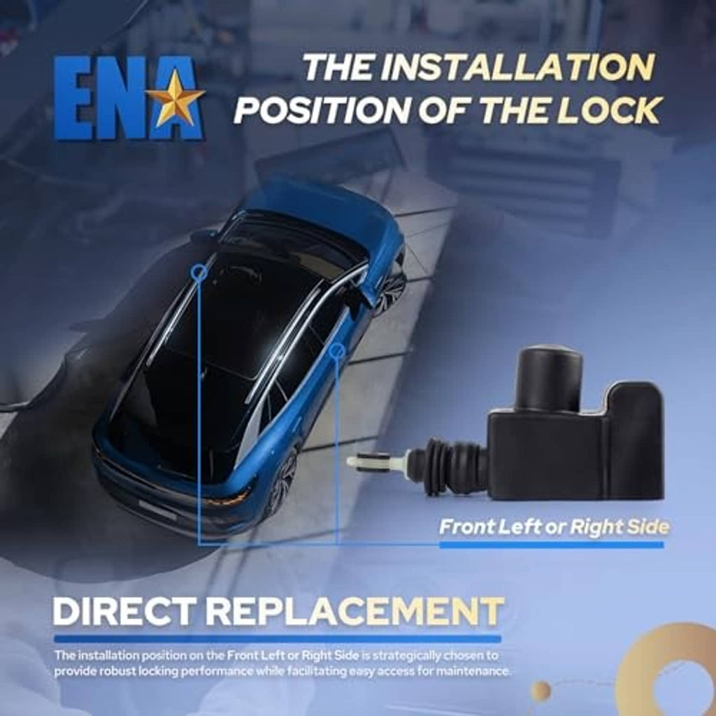Black door lock actuator for front left or right side, with rod and mounting bracket