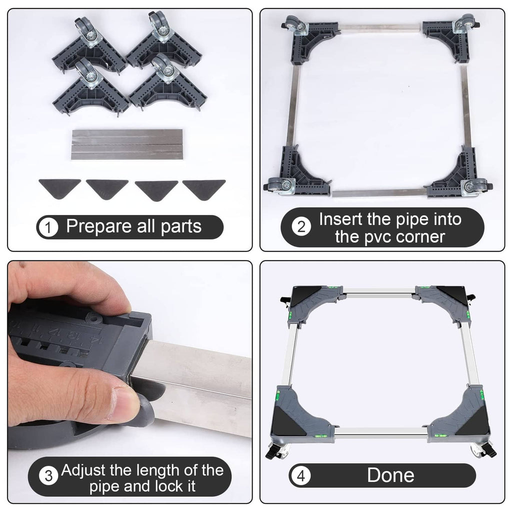 Appliance dolly cart parts for assembling and inserting the pipe into PVC corners