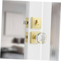 Satin brass deadbolt lock set with keyed exterior and chrome interior thumbturn
