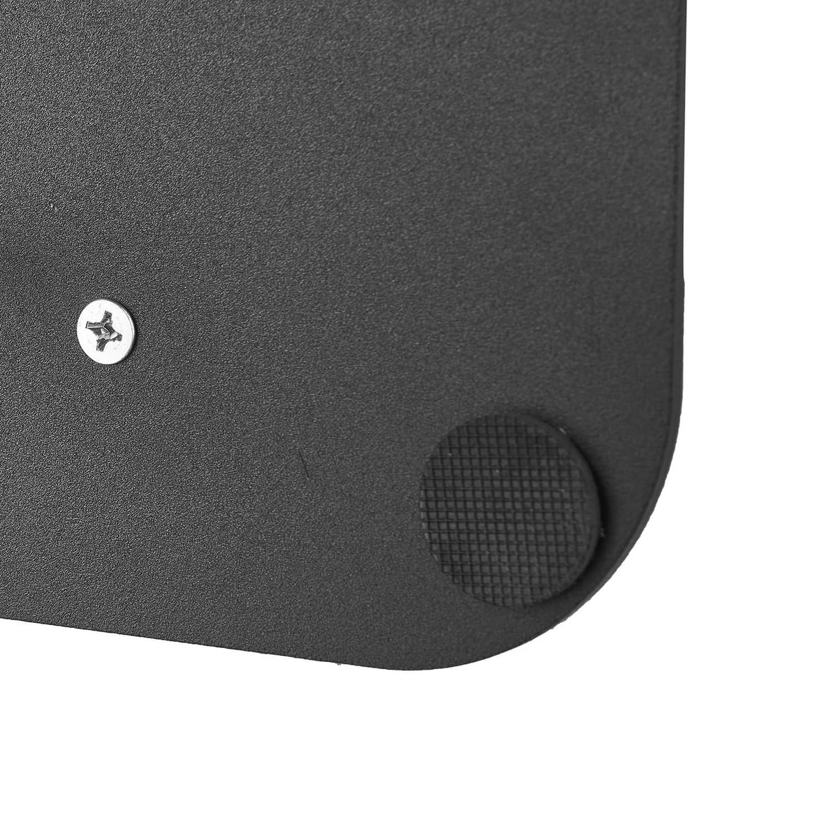 Black bracket holder end cap with round textured grip pad