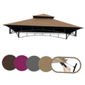 Khaki double-tier gazebo replacement canopy top with T-hook, double-roof style