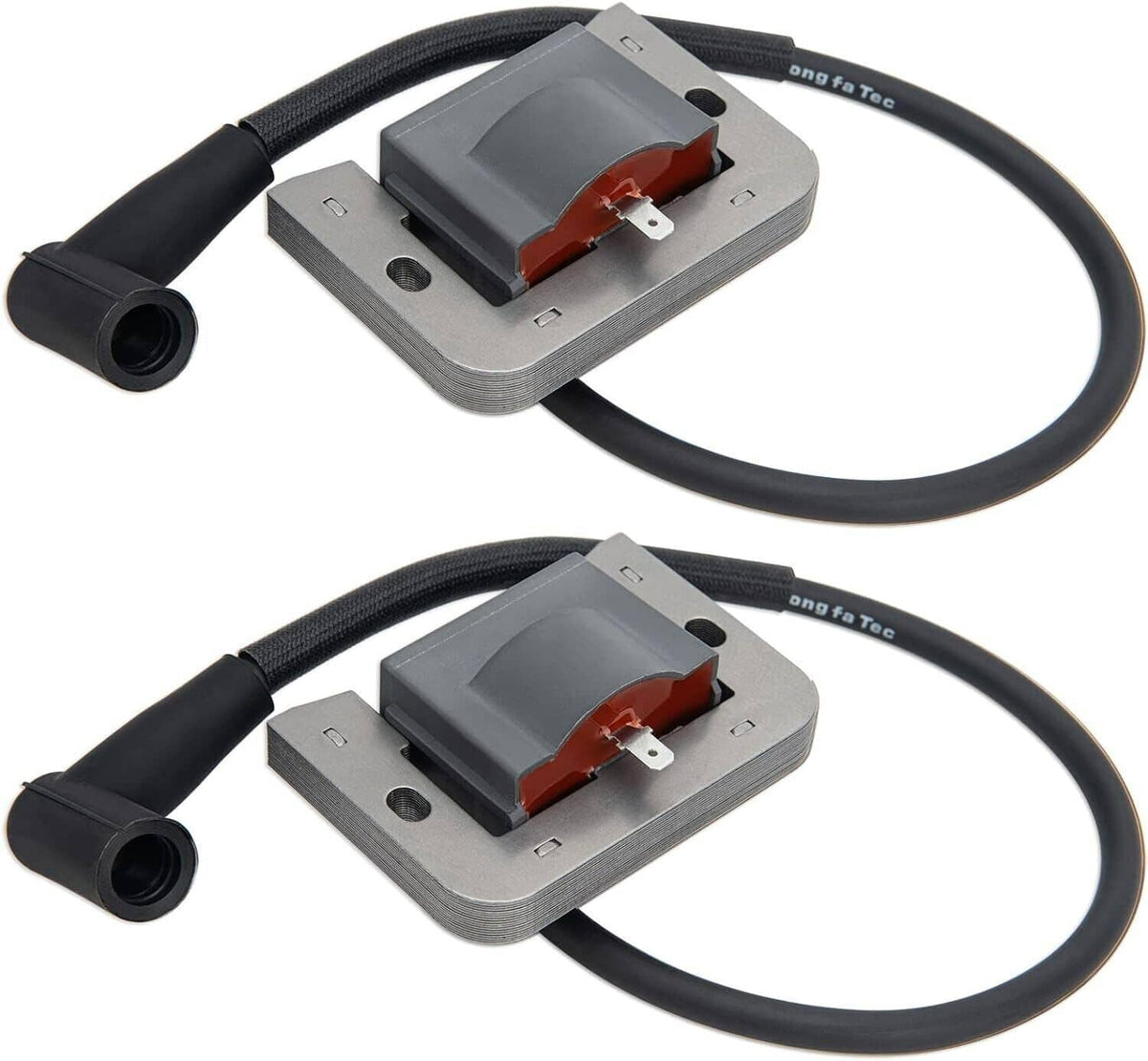 Paired ignition coil modules with black wiring leads and connectors