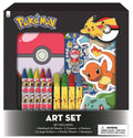 Pokemon art craft kit with sketchpad, markers, crayons, and sticker supplies in a box