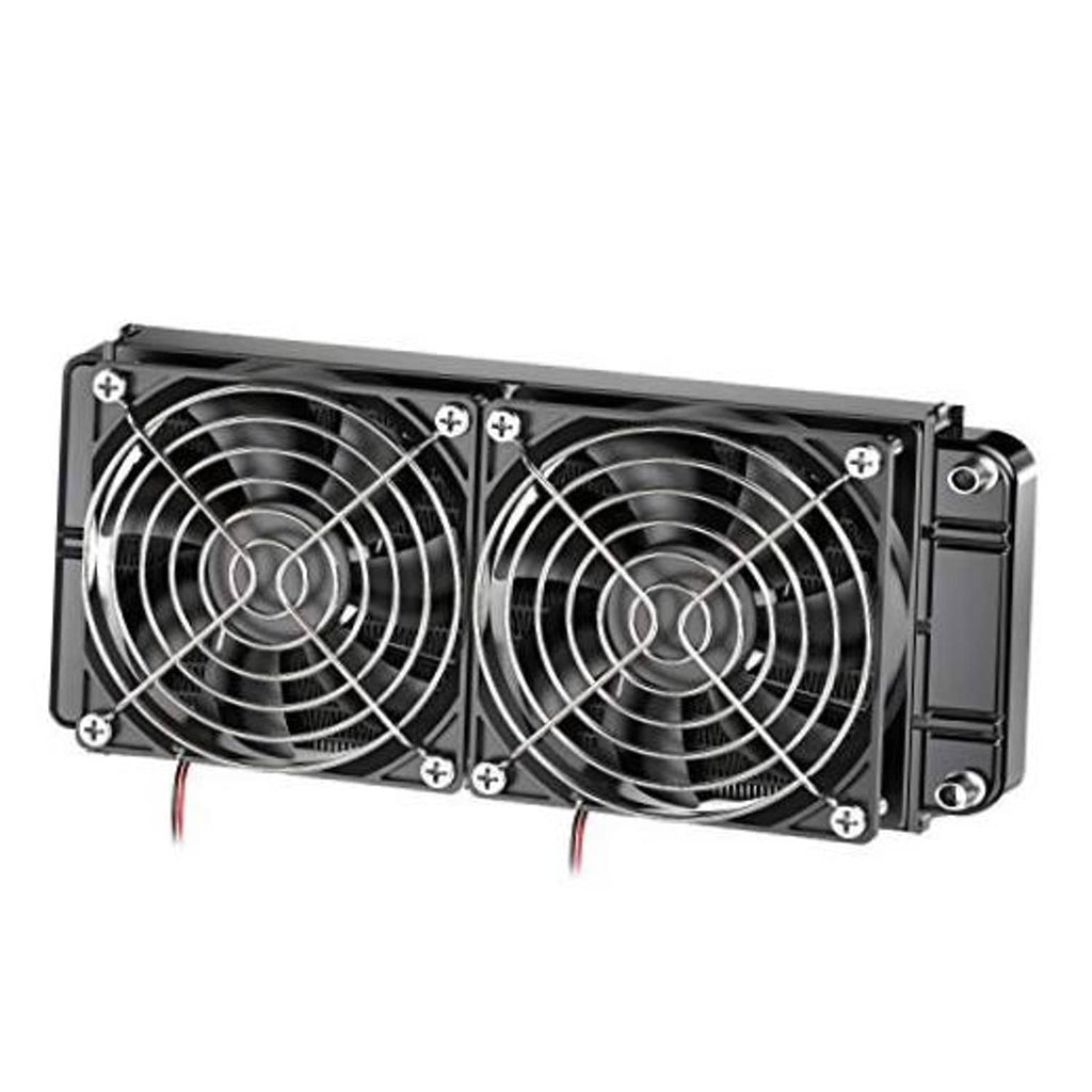 240mm water cooling radiator with dual cooling fans and black aluminum fin core