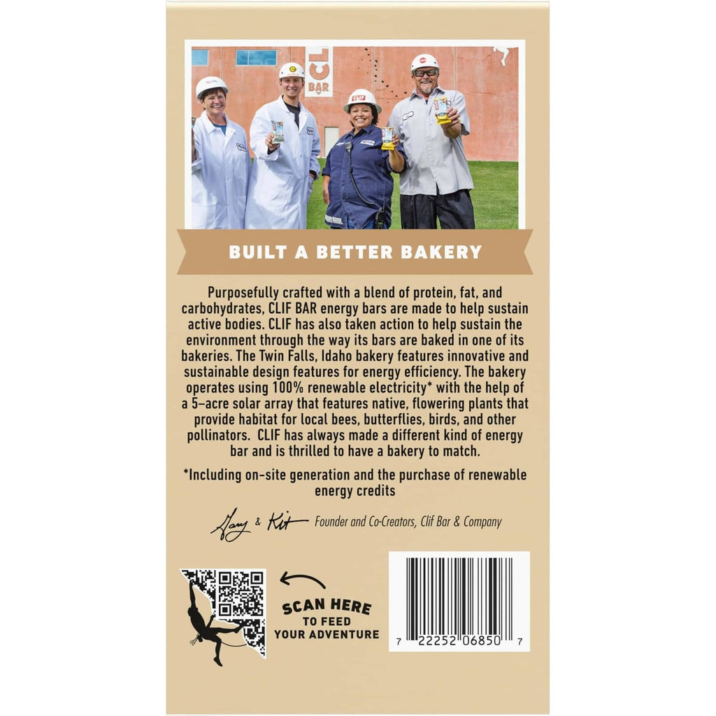 CLIF BAR value pack box back panel with ingredient text and barcode
