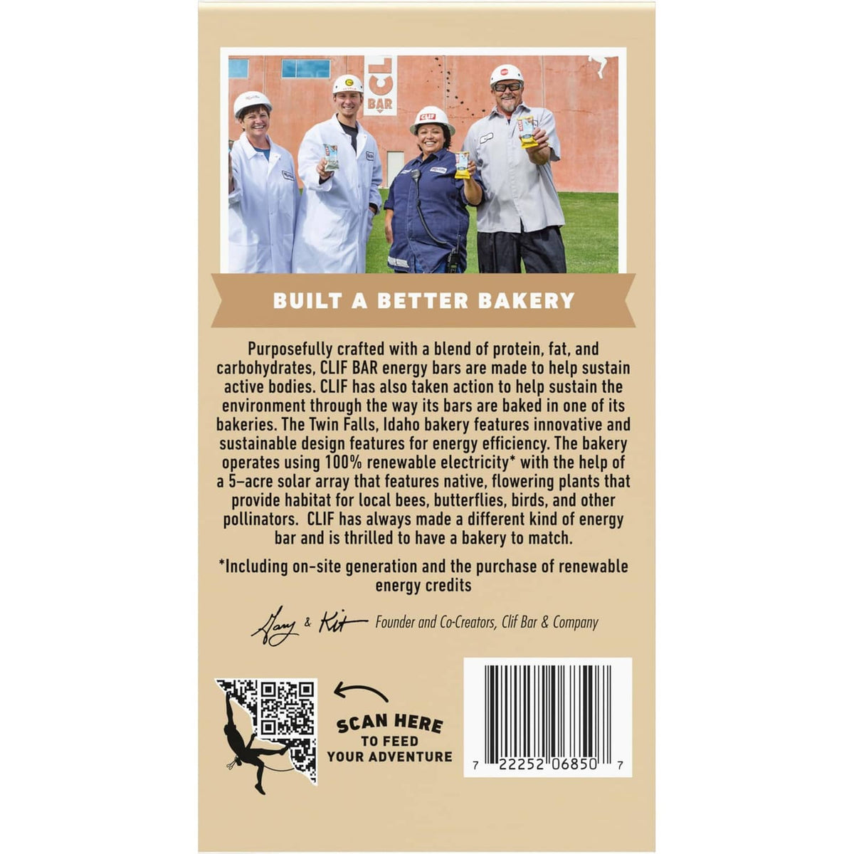 CLIF BAR value pack box back panel with ingredient text and barcode