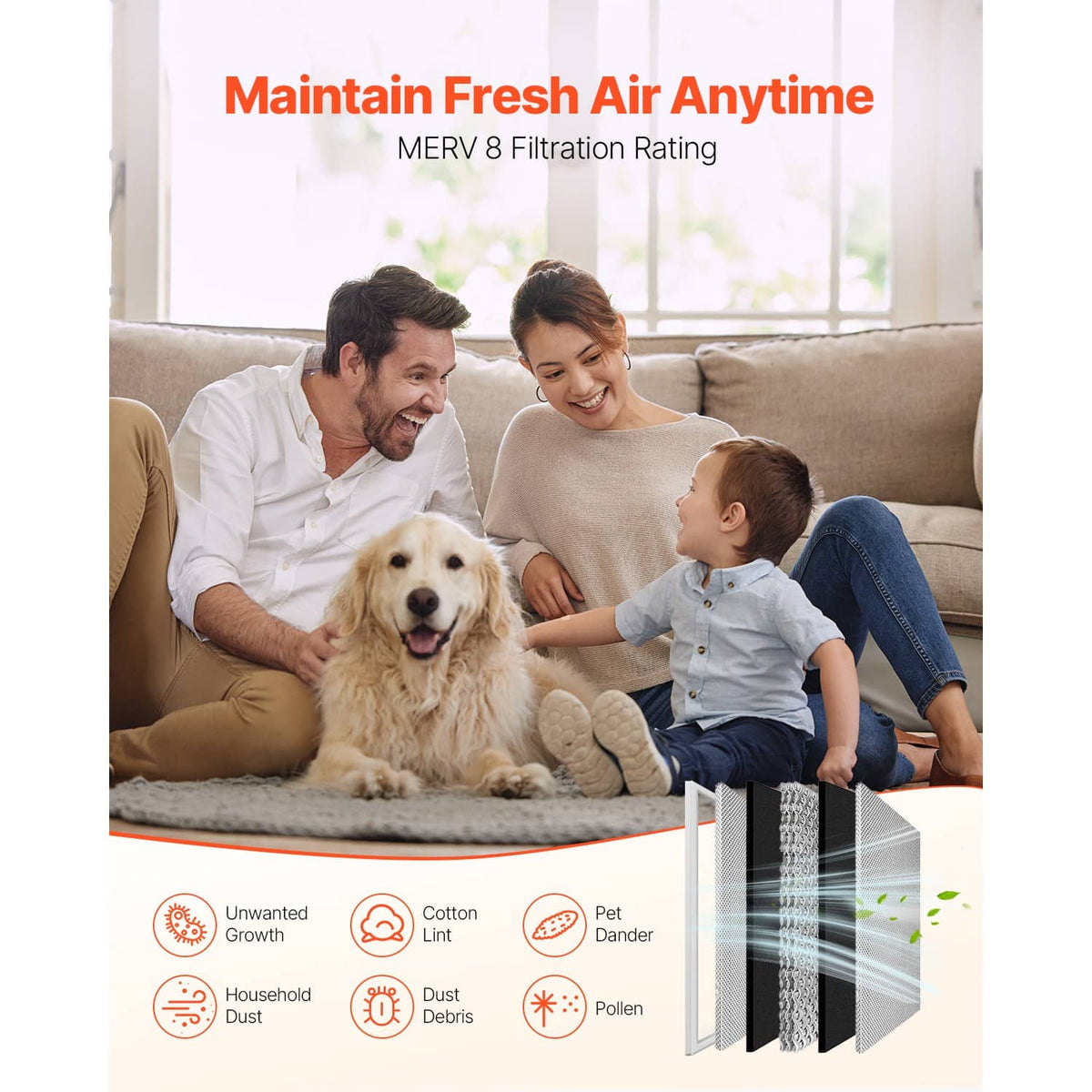 Electrostatic air filter with gray mesh media inside silver metal frame