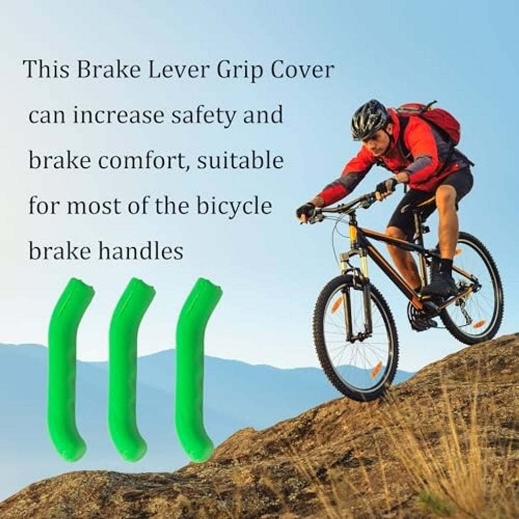 Green silicone brake lever grip covers, set of several curved pieces