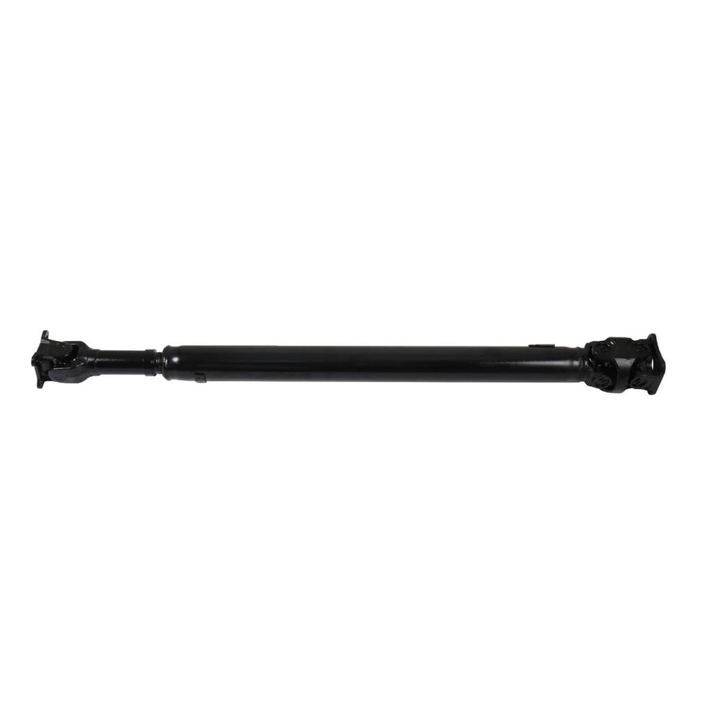 Rear drive shaft assembly black tube with yoke ends, straight horizontal view