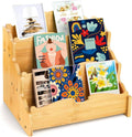 3-tier bamboo card display stand holding multiple greeting cards