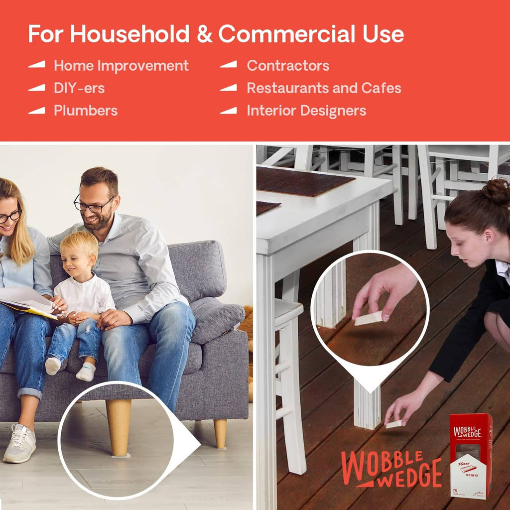 Clear flexible wedge shims for home and commercial use, pack shown