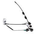 Rear cargo door latch assembly with cables and metal mounting bracket, right passenger side