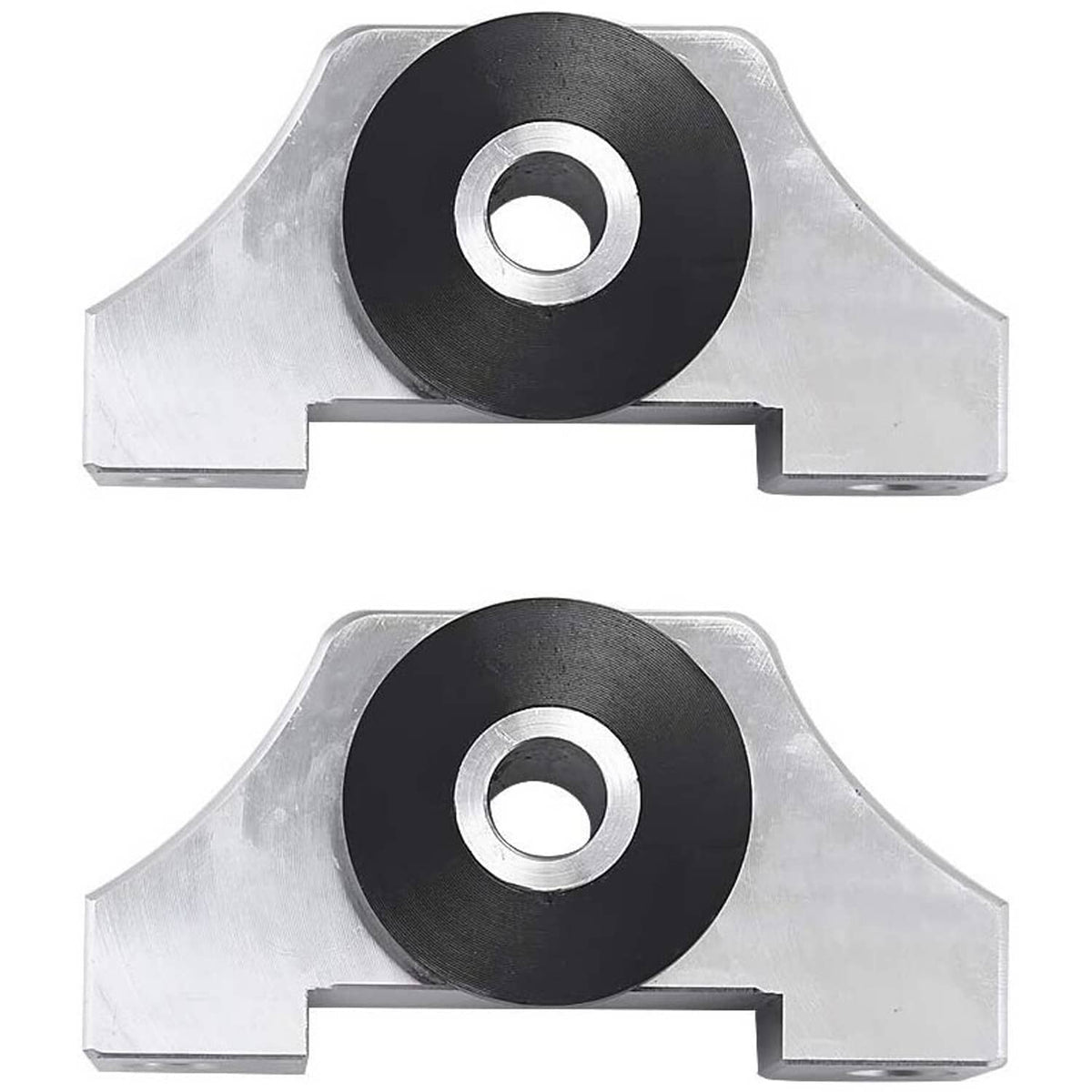 Engine motor mount bracket set with black rubber bushing and silver metal supports