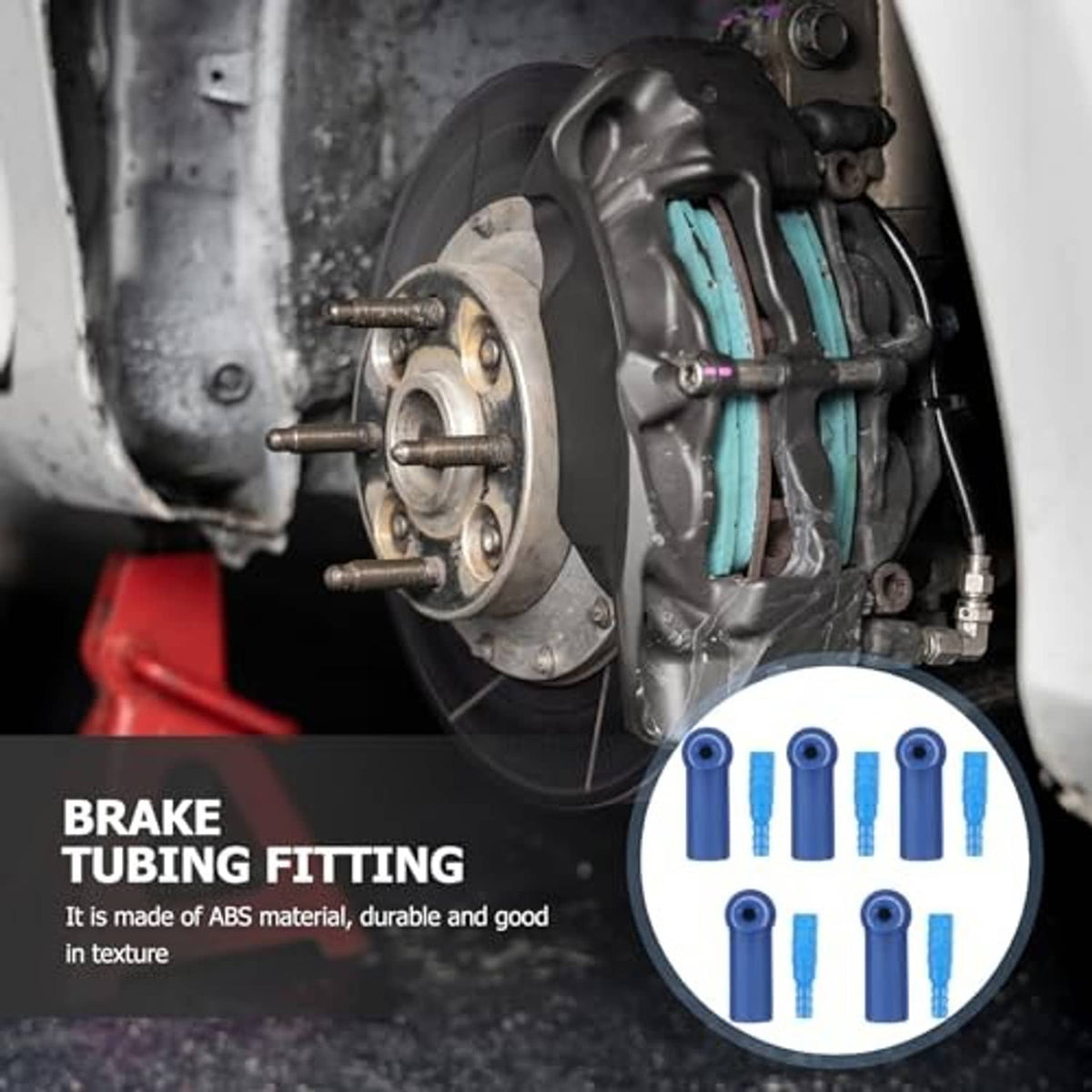Blue brake tubing fitting set with multiple small connector pieces