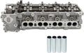 Gray cylinder head with camshafts, rocker hardware, and multiple intake/exhaust ports