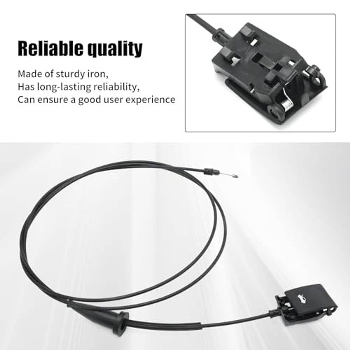 Hood latch release cable with black handle module and two wire leads