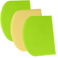 Three-piece silicone dough scraper bench set in green and yellow