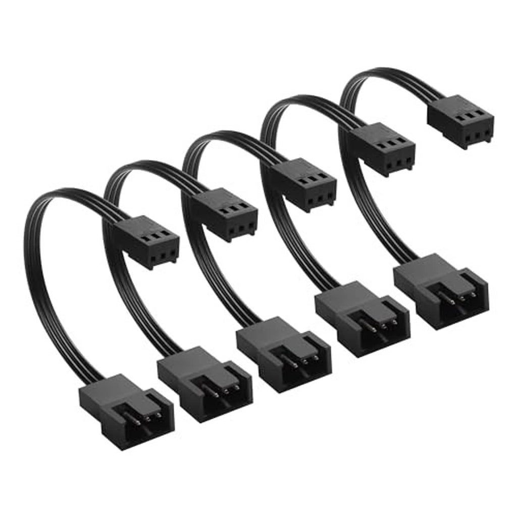 Black fan adapter cable with several connector ends on short wire sections