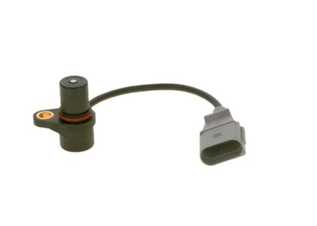 Crankshaft position sensor with black cable, olive sensor body and large gray connector