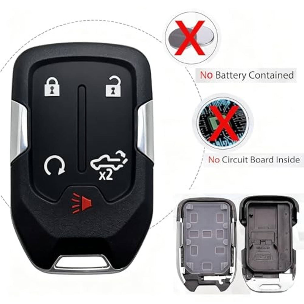Black 5-button keyless remote fob shell replacement shown open with inner housing