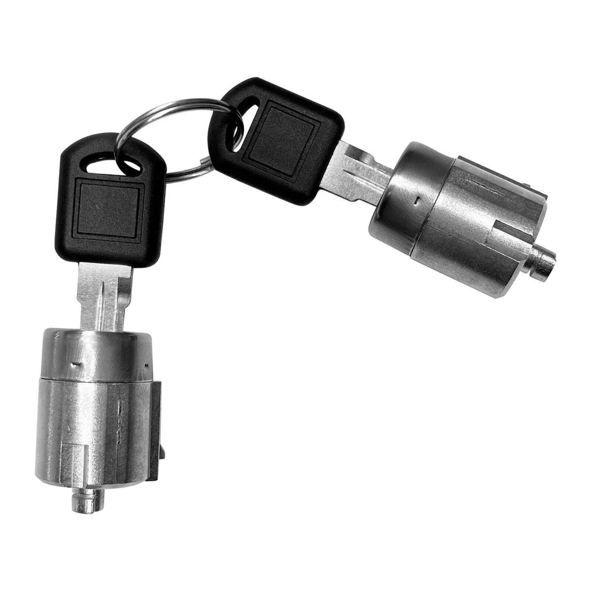 Ignition switch cylinder with two keys and metal housing