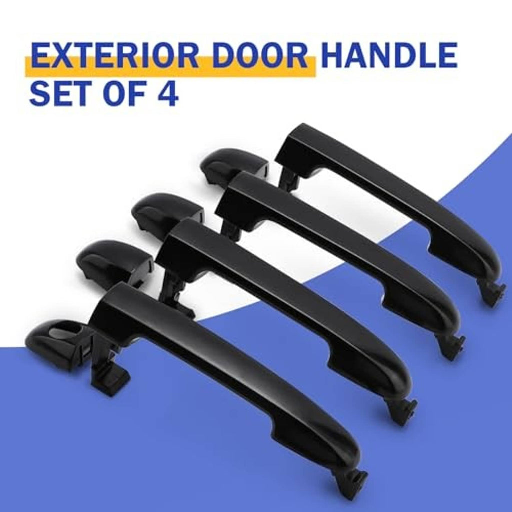 Four black exterior door handles with integrated latch mounting brackets