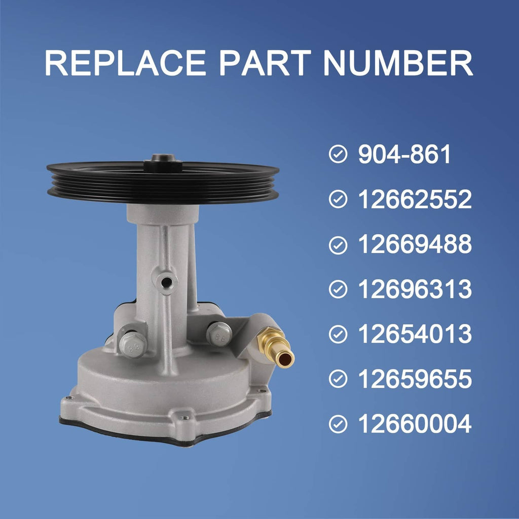 Vacuum pump assembly with black pulley and gray body, brass line connector on side