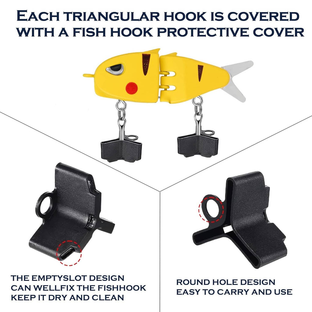 Fishing lure with protective hook covers on treble hooks design