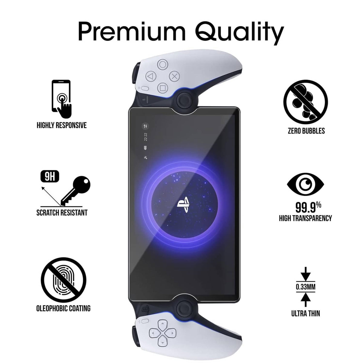 Tempered glass screen protector for PlayStation Portal Remote Player, scratch resistant