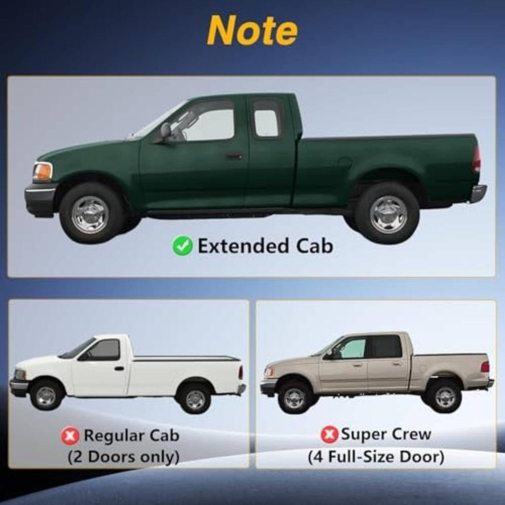 Rear door latch cable compatibility illustration with green pickup truck