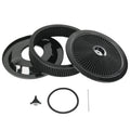 Black round high-flow washable air cleaner drop-base with pleated filter and center cap