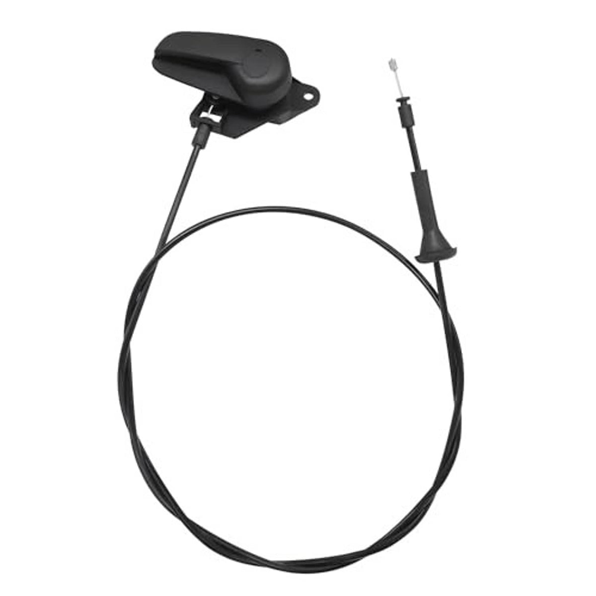 Black hood release cable pull handle assembly with looped cable and side release cover