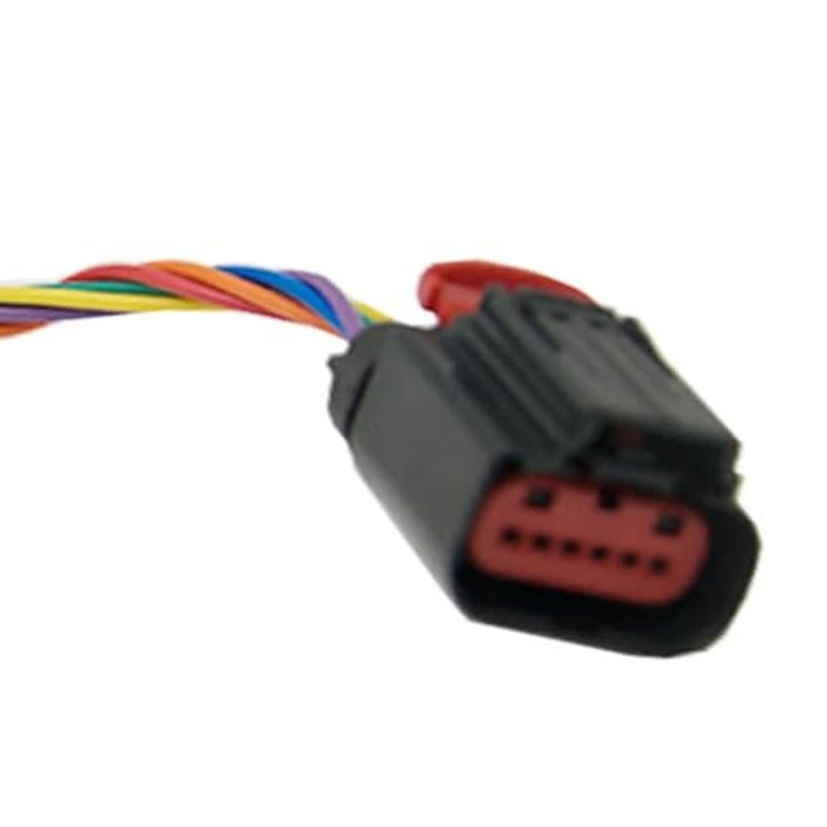 Electronic throttle body connector plug with black body and multicolor wire harness