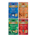 Assorted holiday tea bag cartons: Winter Spice, Gingerbread Joy, Peppermint Cheer, Christmas Tea