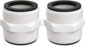 2-pack pool split hose connector replacement, white plastic with black gasket seals, threaded ends