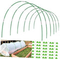 Green fiberglass raised-bed grow tunnel hoops, arched set with connector sleeves