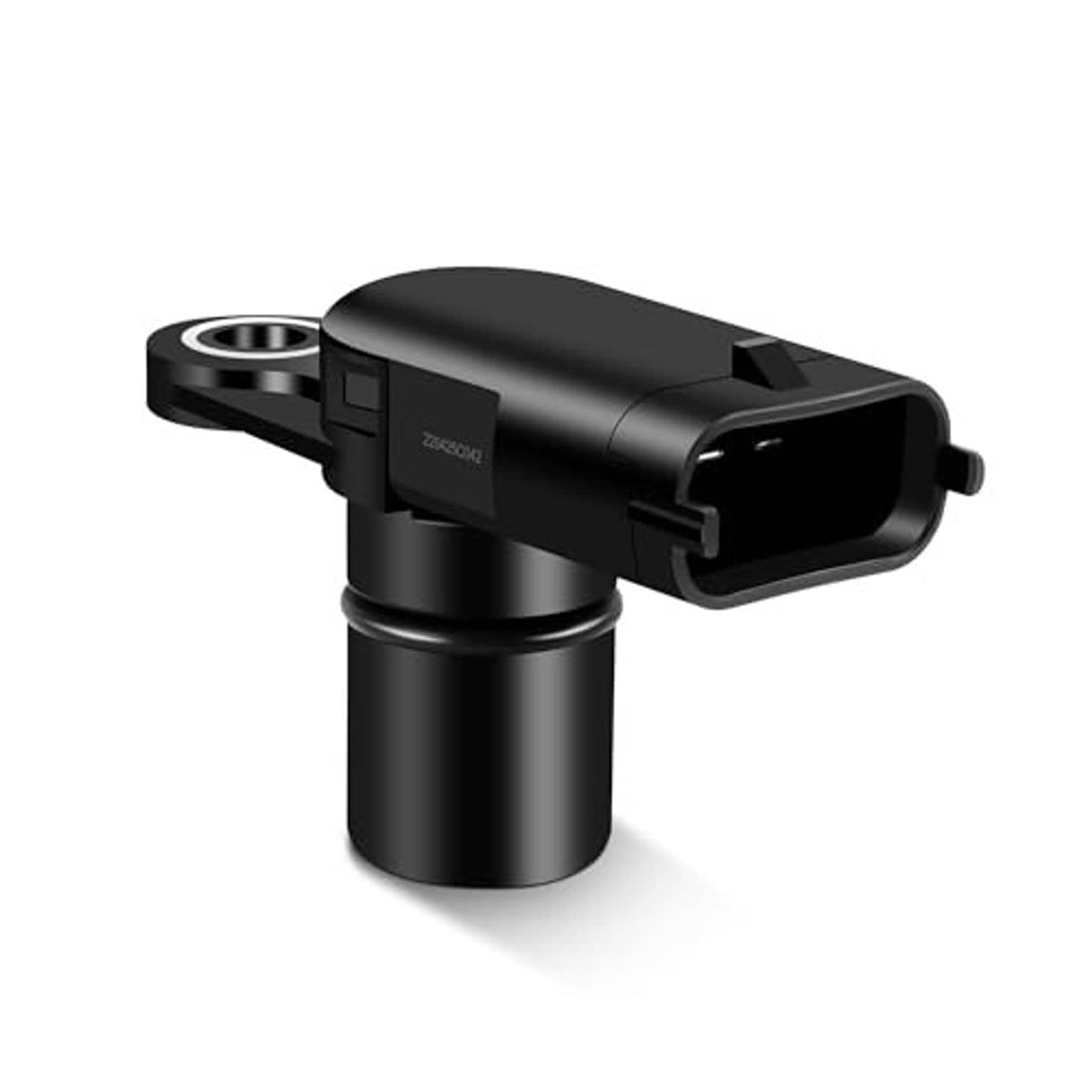 Black camshaft position sensor with 3-pin electrical connector and mounting flange