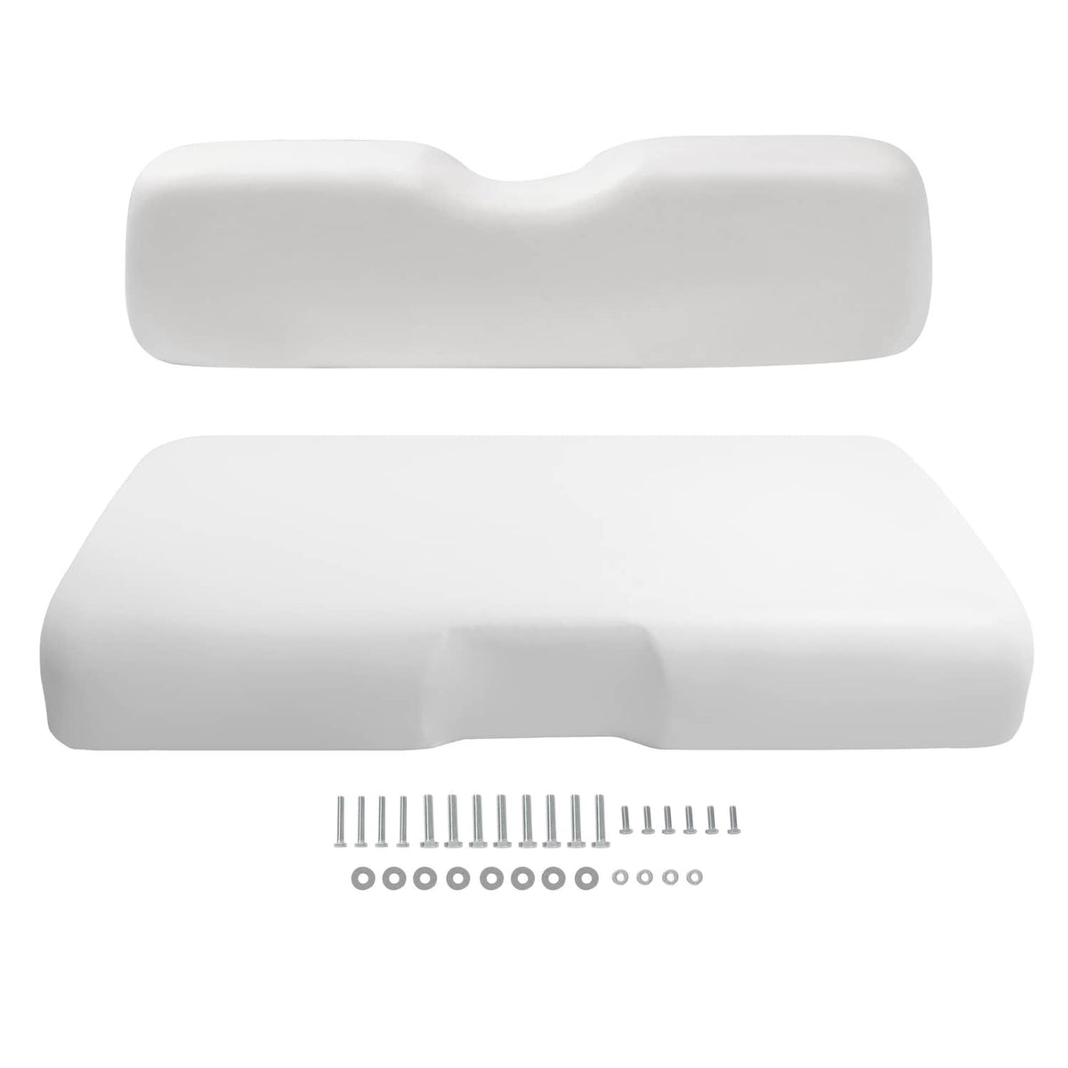 White seat backrest and cushion set with mounting screw and washer parts