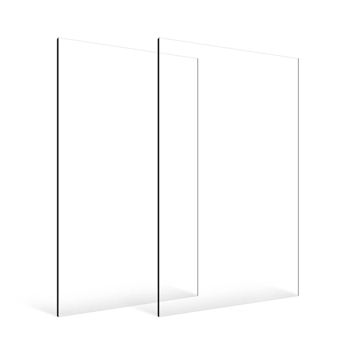 Clear acrylic sheets, three upright rectangular panels aligned in a row.