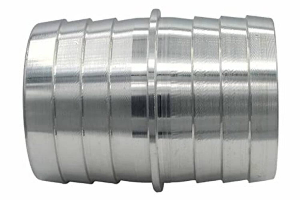 Metal hose barb splice coupler with ridged sleeve, silver 1-1/2 in