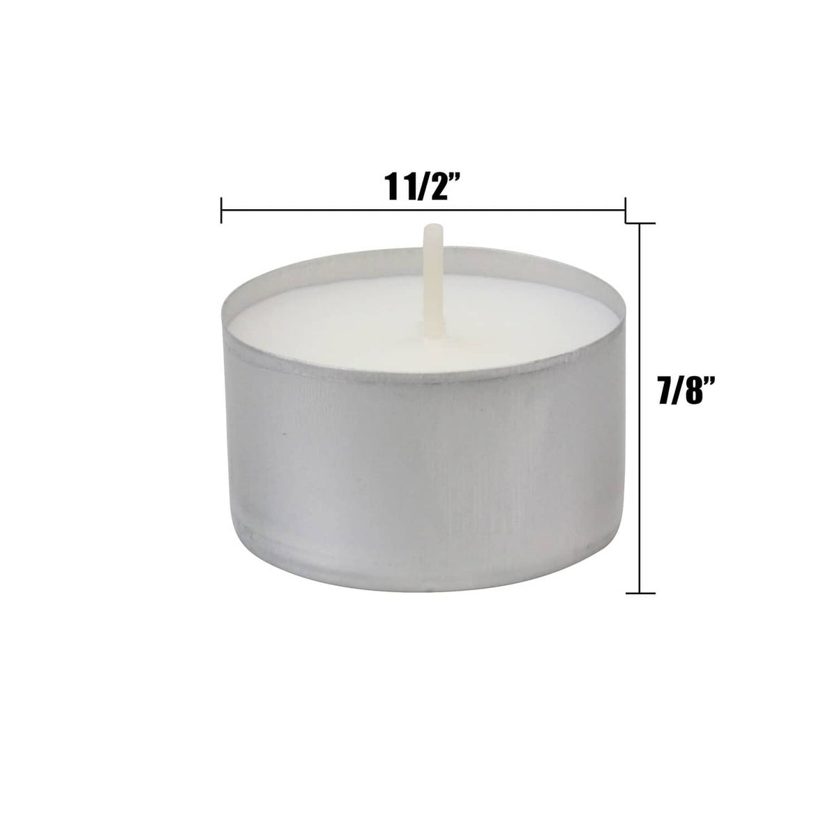 Gray unscented tea light candle cup with wick, 11/2 in diameter and 7/8 in height