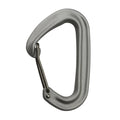Lightweight silver metal carabiner with oval D-shape and latch
