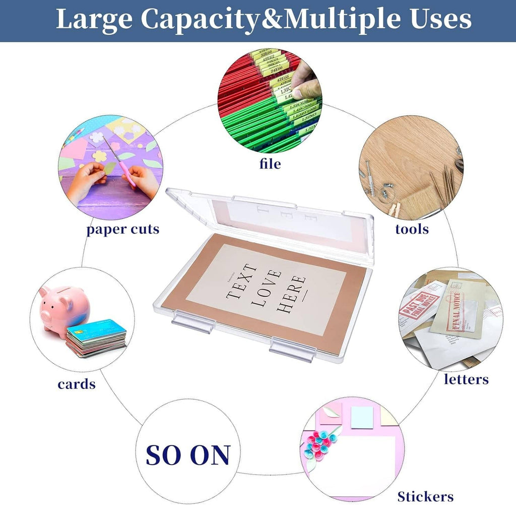 Clear A4 storage file protector with large capacity for paper, cards, and letters