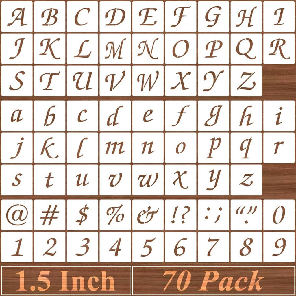 Letter stencil sheet with numbers and symbols, including "@", "#", "!", and "0"