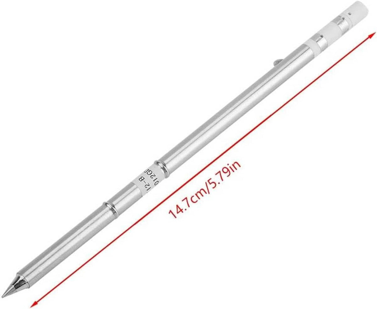 Single soldering iron replacement tip with pointed cone and silver metal shaft