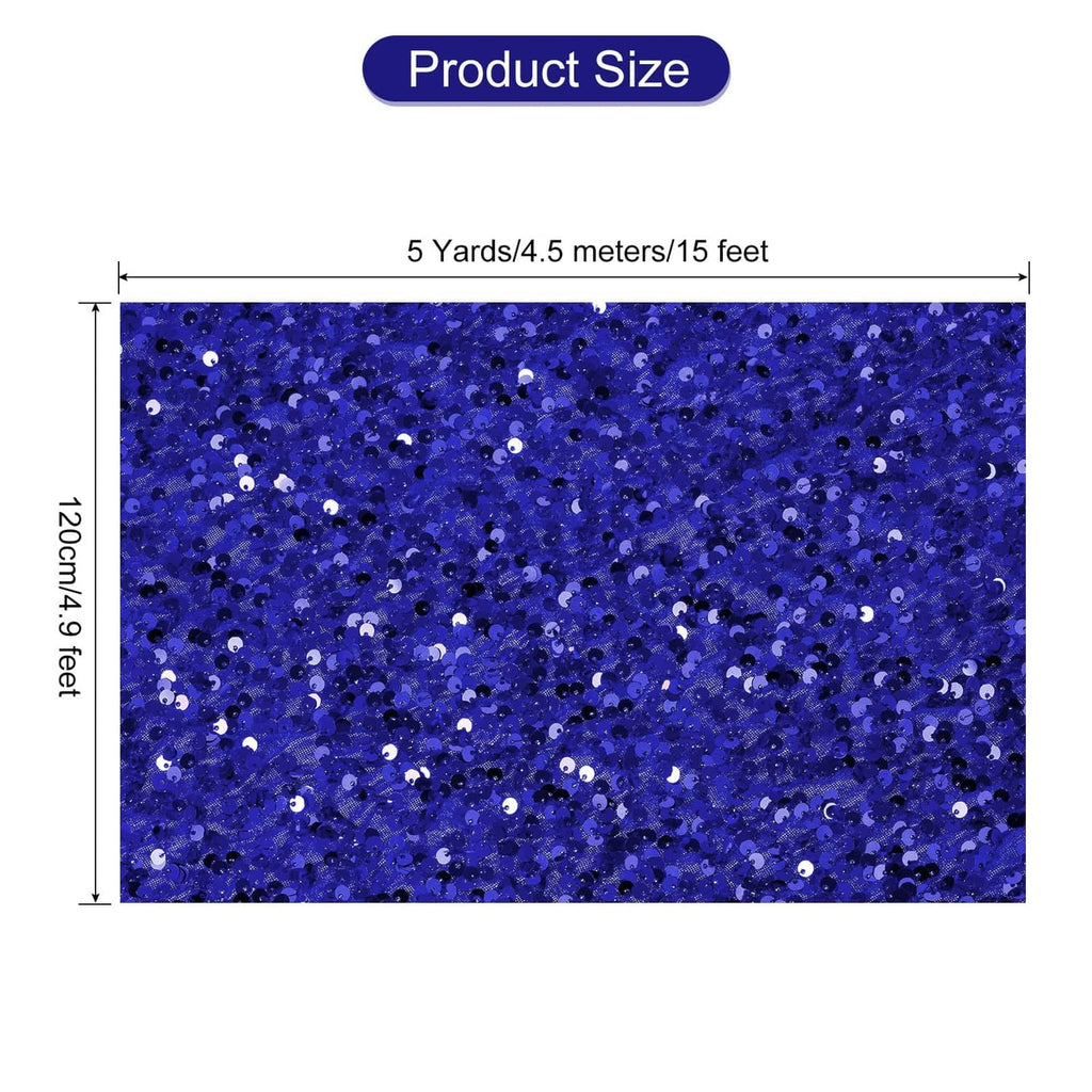 Bright blue sequined fabric sheet with glittery circular sequin pattern