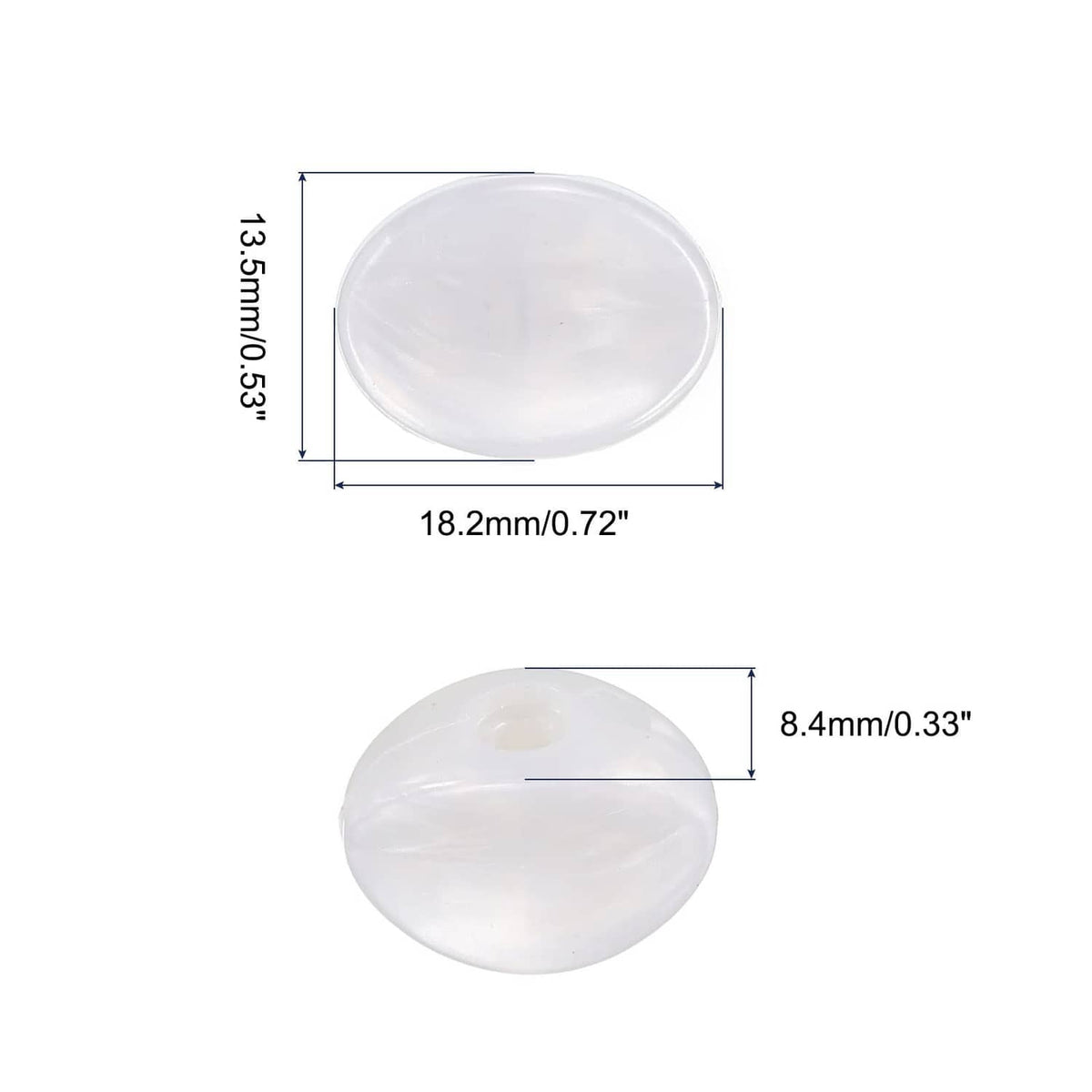 White oval guitar tuning peg button, 18.2 x 13.5 x 8.4 mm dimensions