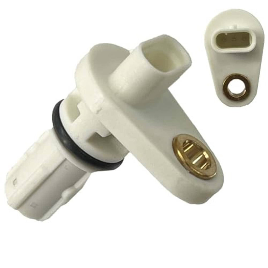Crankshaft position sensor viewed from side, white plug and gold contact ring