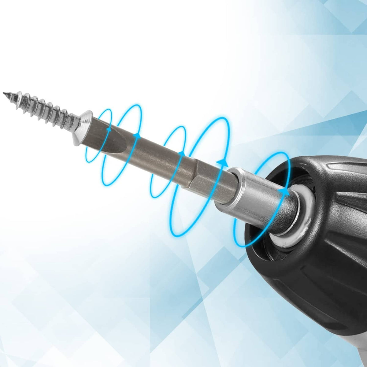 Flat-head slotted screwdriver bit driving a screw with a drill